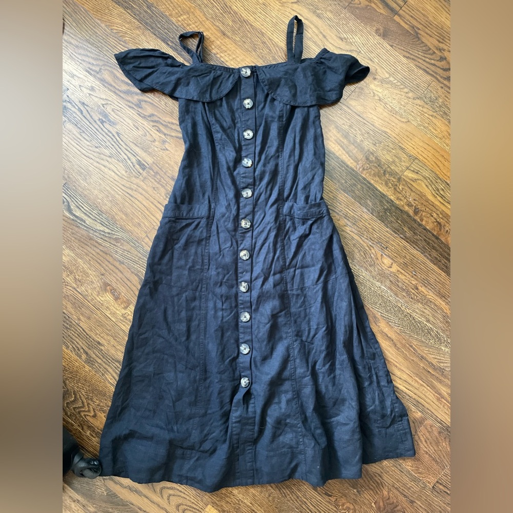 Anthropologie Black Off-Shoulder Midi Dress